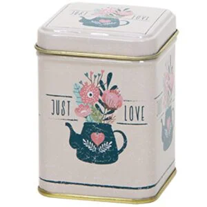 Lata Estampado Tetera y Flores