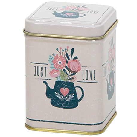 Lata Estampado Tetera y Flores