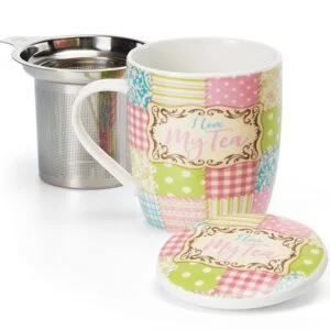 Taza con Filtro y Tapa Estampado Patchwork
