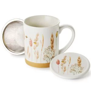 Taza con Filtro y Tapa Estampado Flores de Verano