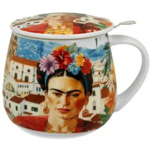 Taza con Filtro y Tapa Frida Kahlo